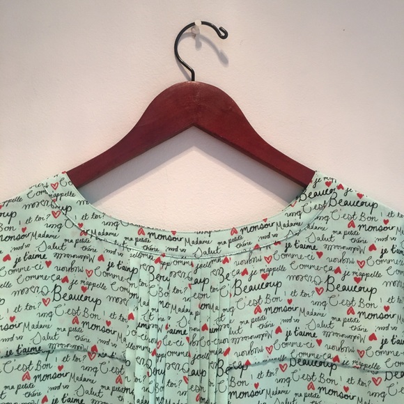 NYDJ, Parisian themed blouse, 2X, light green - Picture 10 of 16